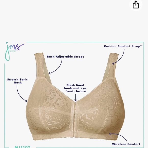 🥰2/$10 - JMS front-close bra, wire-free, beige, 42DD - Picture 2 of 5